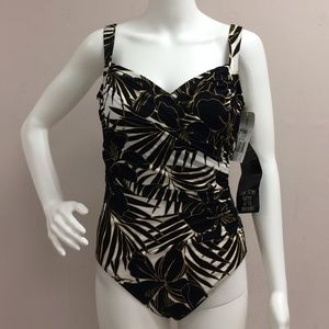 Miraclesuit Sanibel Black & White Swimsuit  Size 12 NWT